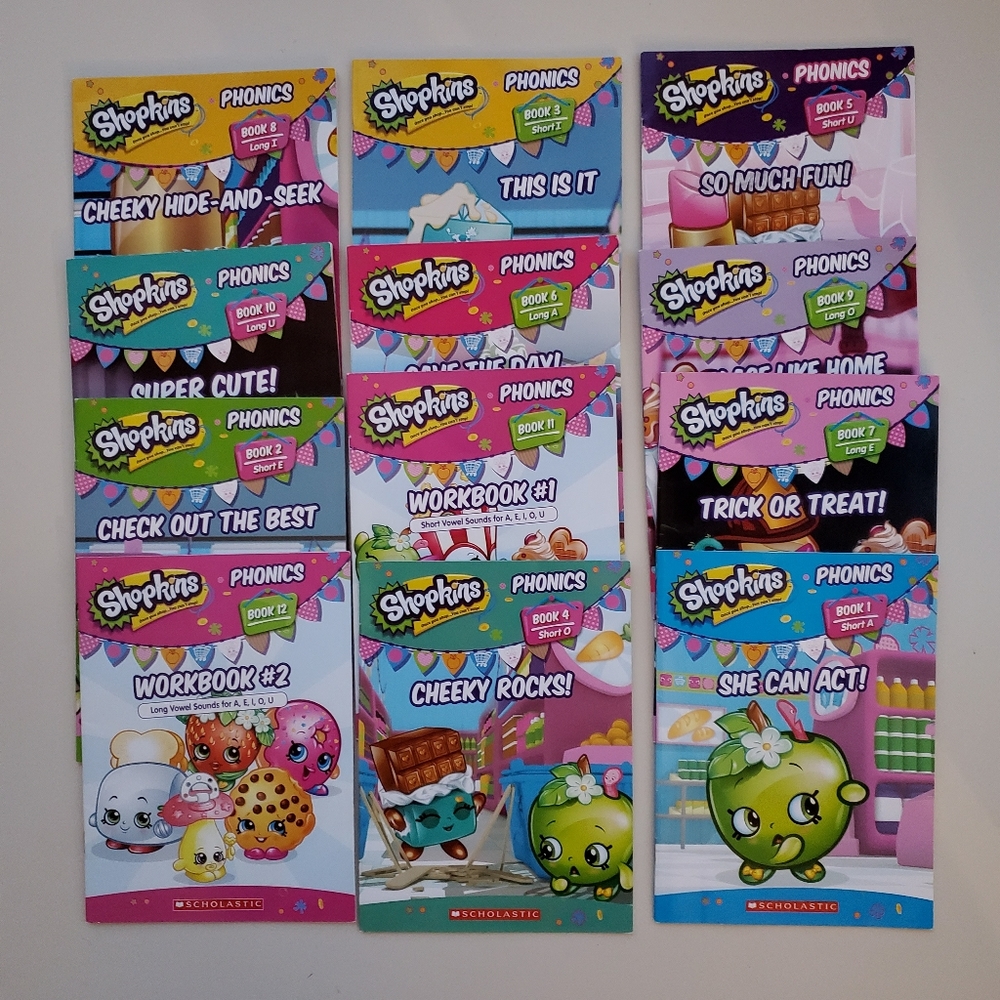 SHOPKINS Phonics 10 books and 2 workbooks